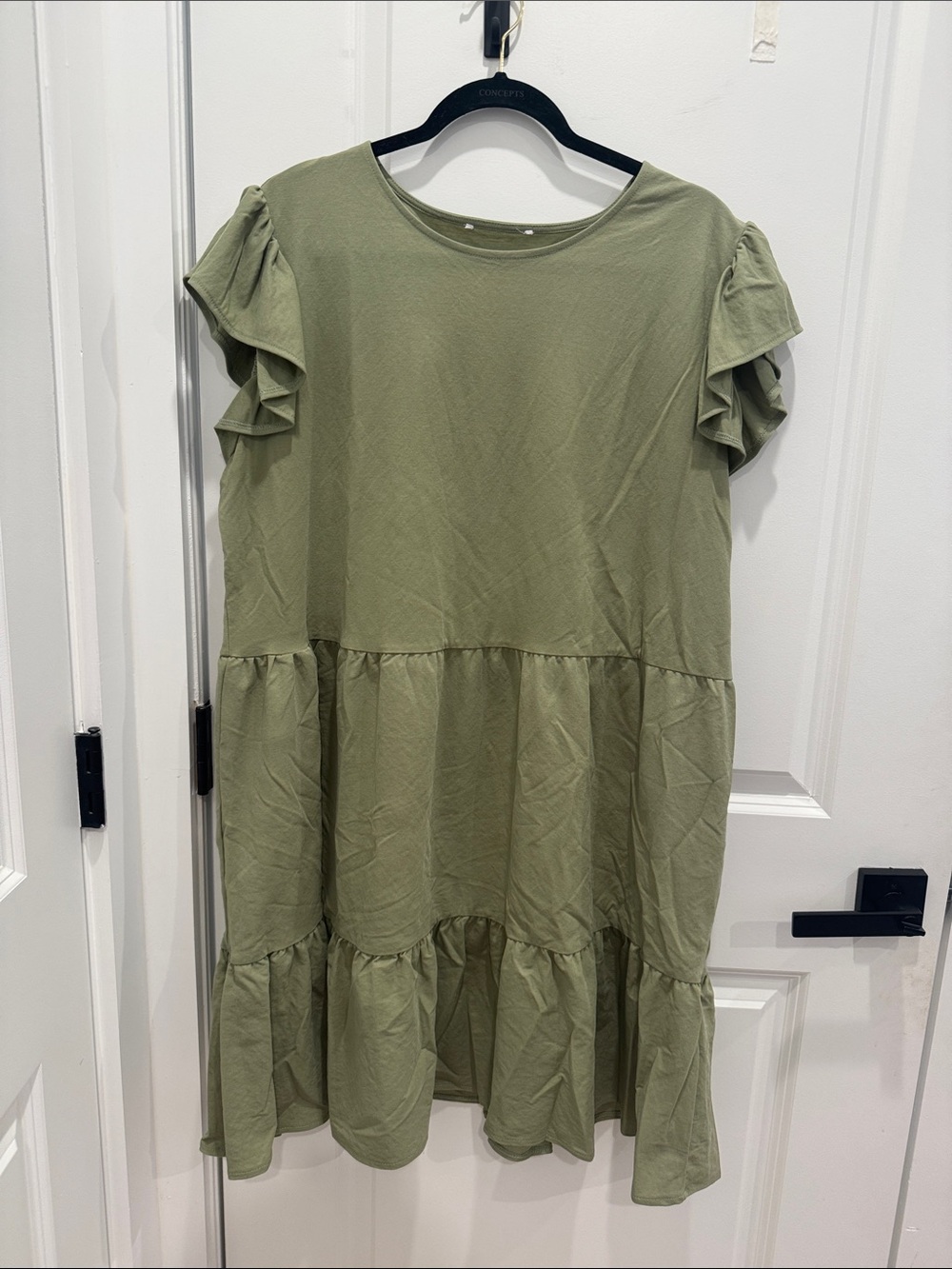 Primark Olive Green Ruffle Sleeve Tiered Dress